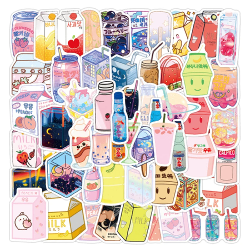 

50pcs new flavored beverage graffiti stickers luggage stationery computer water cup personalized decorative waterproof stickers