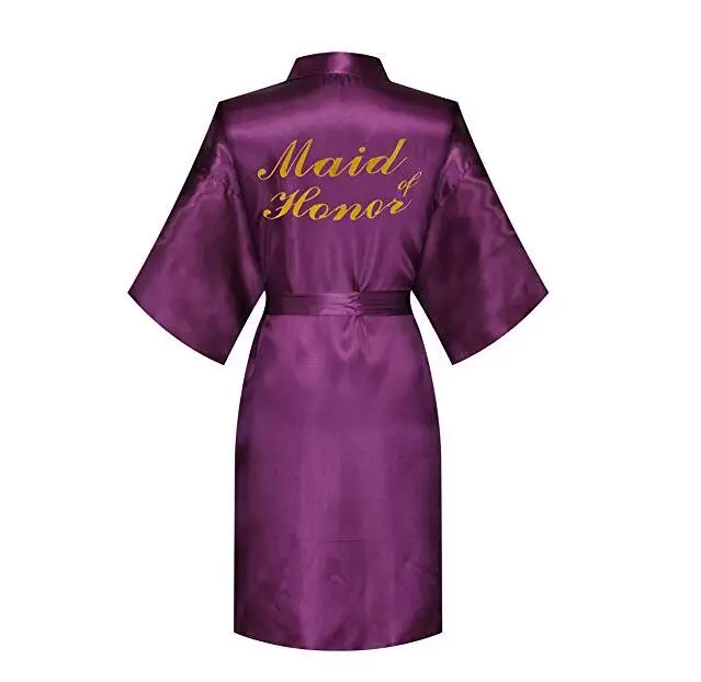 2019 Summer Purple Gown Satin Silk Robe Wedding Bride Bridesmaid Dressing Women Robes Skirt Clothes Hot Word 1pc | Женская одежда
