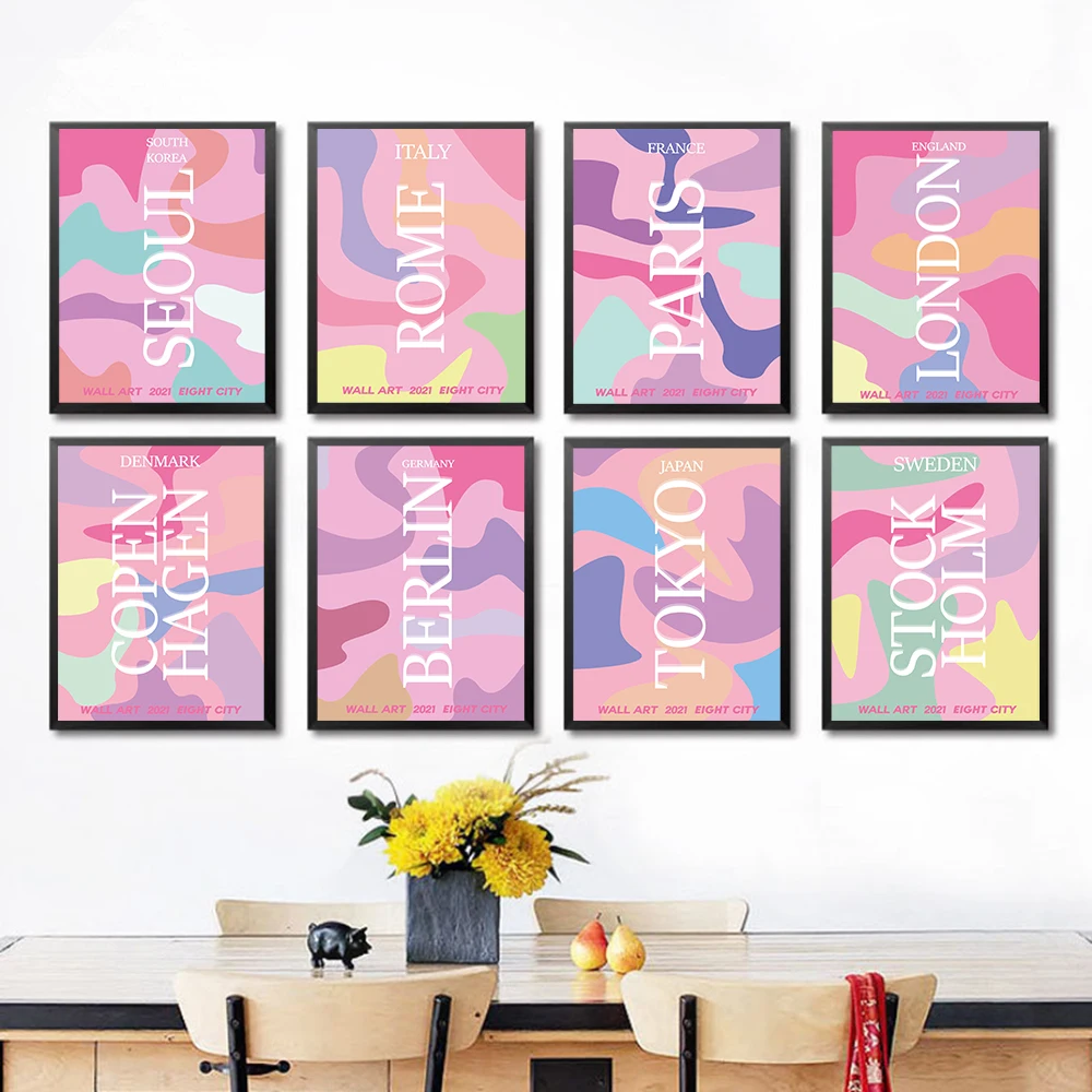 

Abstract Tokyo London Paris Rome Canvas Painting Color Modular Hd Posters and Prints Picture Wall Art Landscape Home Decoration