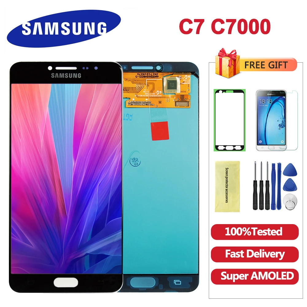 5,7 ''Супер AMOLED lcd для samsung Galaxy C7 lcd дисплей C7000 сенсорный экран дигитайзер Замена для samsung C7 lcd