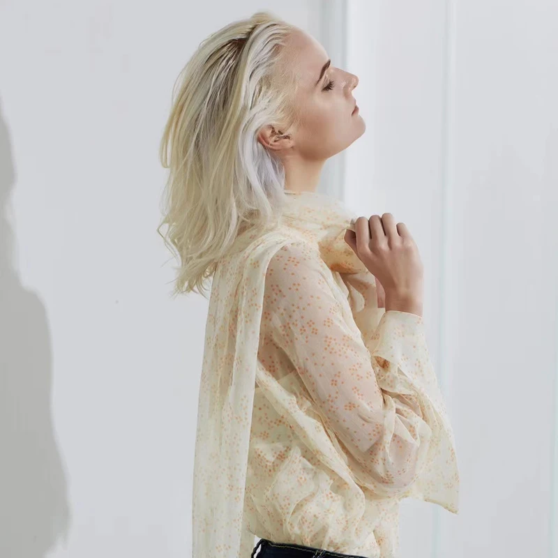 

Блузка LouLanQueen Женская с длинным рукавом, элегантная рубашка с бантом на бретельках, топ с принтом, лето 2021