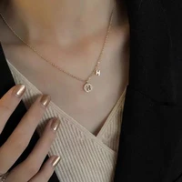 korea style exquisite hollow h letter crystal pendants necklaces for women fashion zircon choker simpe girl new party jewelry