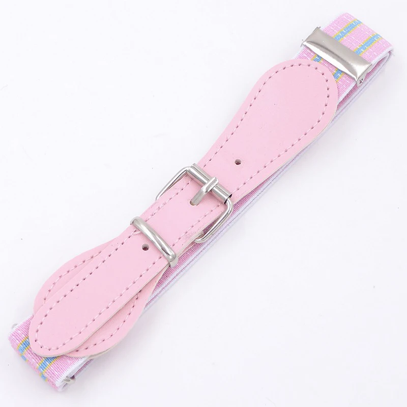 Pink Striped Детский пояс с эластичной резинкой на талии для девочек и мальчиков; модные детские джинсы с леопардовым принтом; Детский пояс в полоску - Цвет: Pink Striped