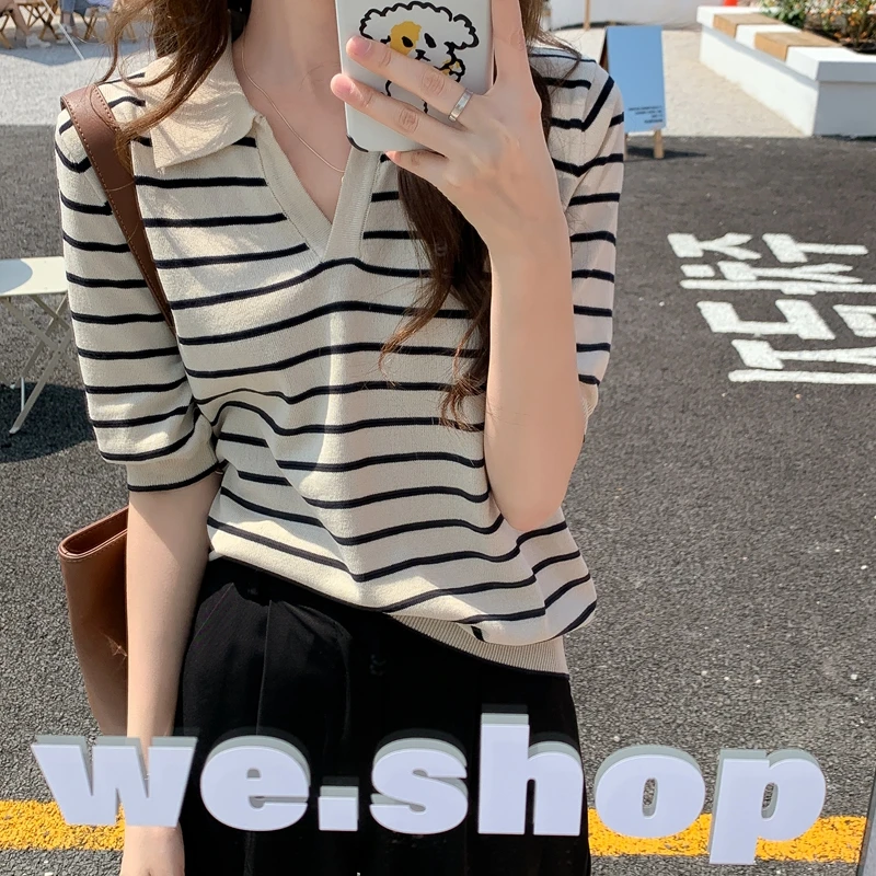 

Stripes 2021 New Summer T Shirt Women Elasticity Oversized T-Shirt Woman Clothes Female Tops Short sleeve Women's tube top knit