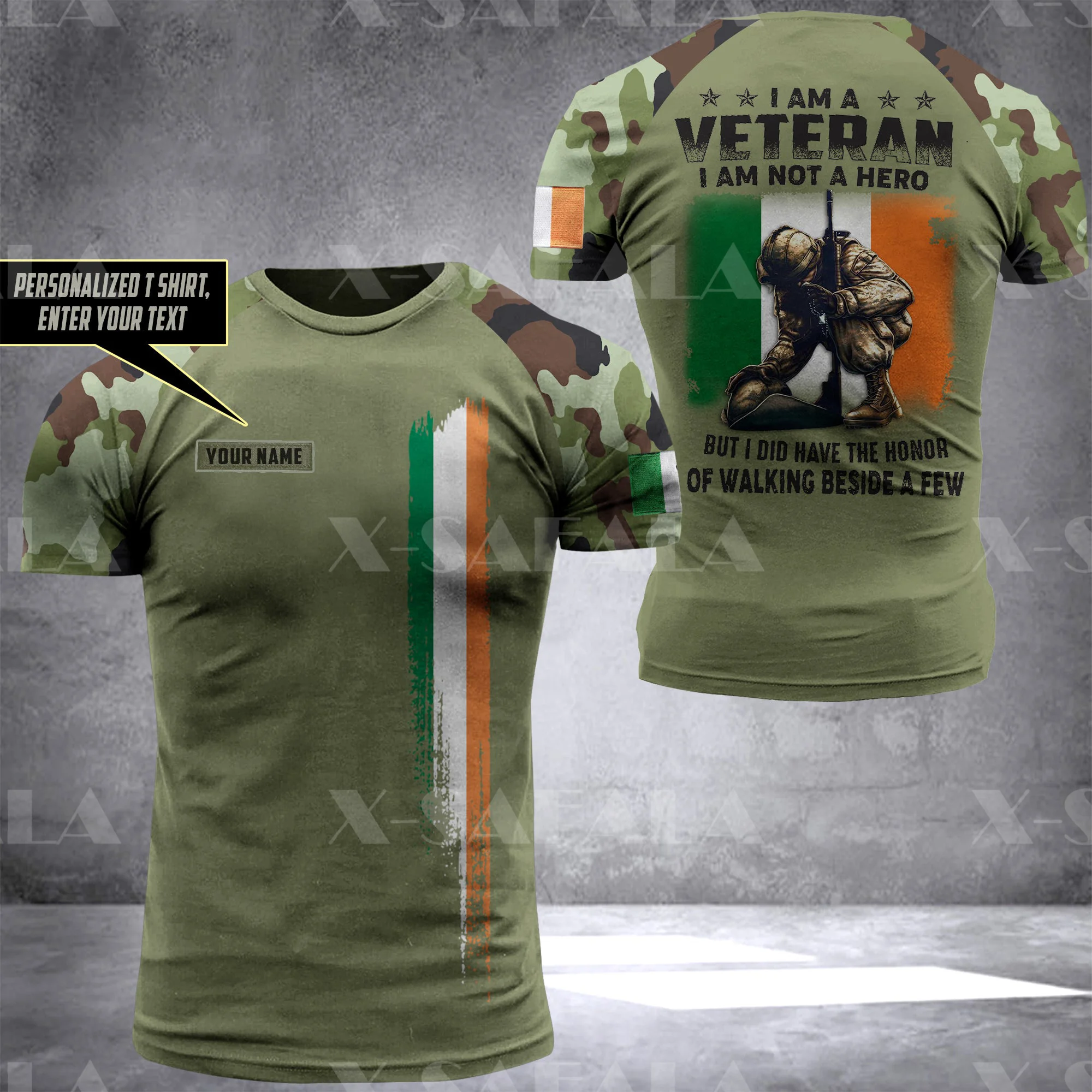 

IRISH Veteran ARMY Soldier Country Flag 3D Printed High Quality Milk Fiber T-shirt Summer Round Neck Men Female Casual Top-2