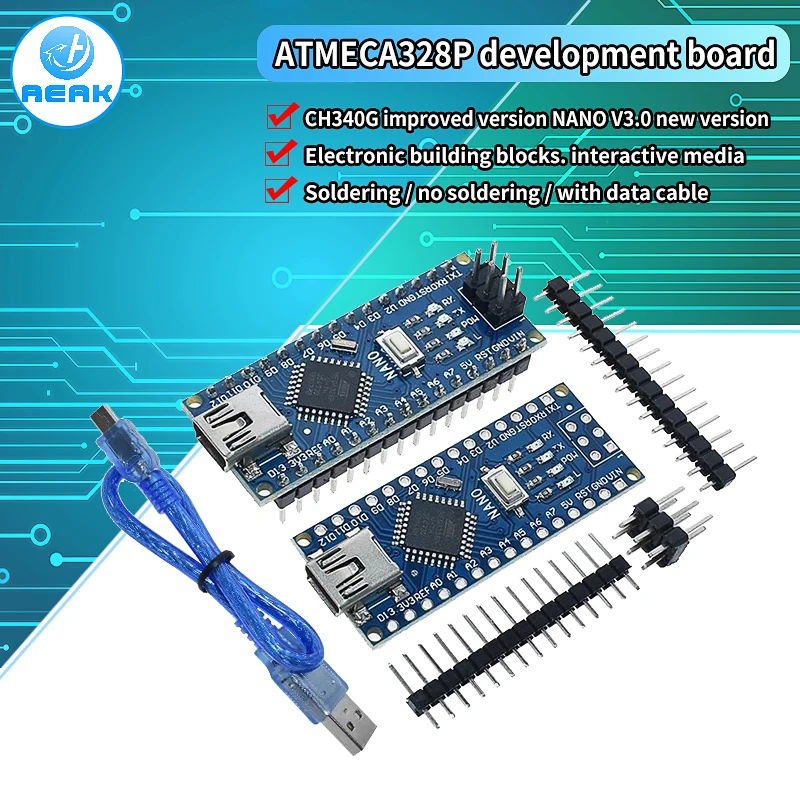 Плата плата совместимая с контроллером arduino Nano 3 0 Atmega328 макетная модулем WAVGAT без USB