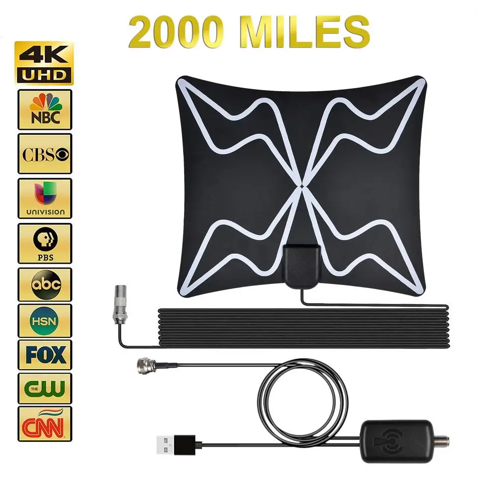 

2021 New Indoor 2000 Miles Digital Antena TV Aerial Amplified HDTV Antenna 4K DVB-T2 Satellite Receiver Local Channel Broadcast