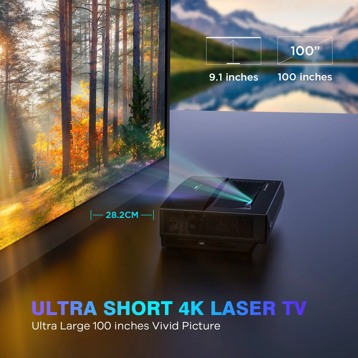 Лазерный проектор BOMAKER для телевизора 4K 2500ANSI-люмен 3840*2160P 150 дюйма HDR10 3 ГБ + 32 ALPD3.0