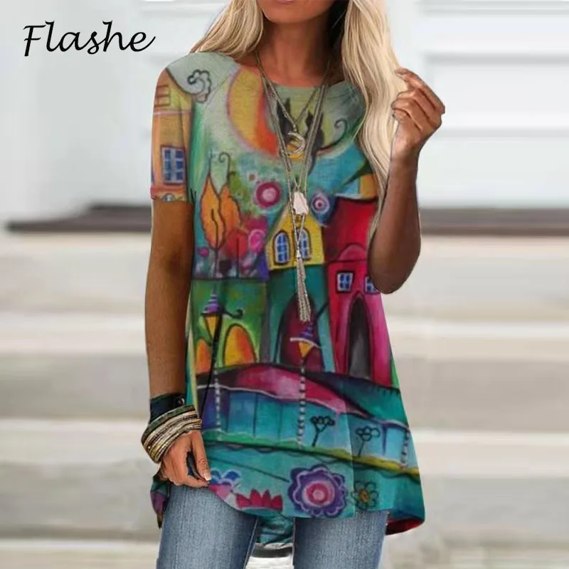 Женская футболка с коротким рукавом круглым вырезом и винтажным принтом | одежда