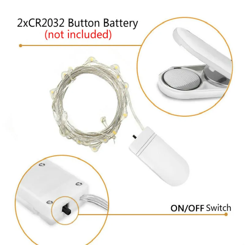 CR2032 светодиодная гирлянда на батарейках 2 м 20 светодиодов|battery led fairy lights|fairy lightsstring