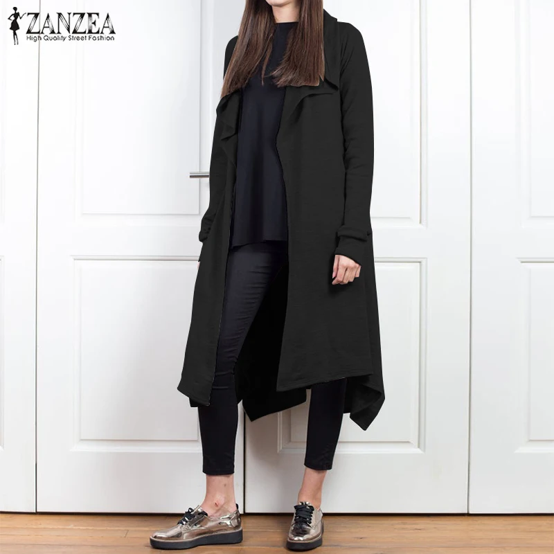 Fashion ZANZEA Women Hoodies Long Sleeve Cardigan Jackets Autumn Solid Irregular Hem Coat Casual Loose Outwear Feminina Top | Женская