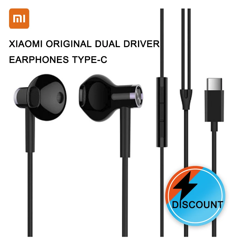 Оригинальные наушники XIAOMI с двумя драйверами type-C USBmacho en la oreja, наушники-вкладыши, черные, белые, Android, huawei