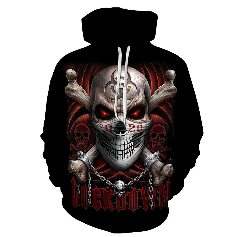 

New 3D Skull Pattern Men's Hoodies Horror Theme Print Sweatshirt Hoodie Autumn and Winter Fashion Hooded Pullover Men Sportswear