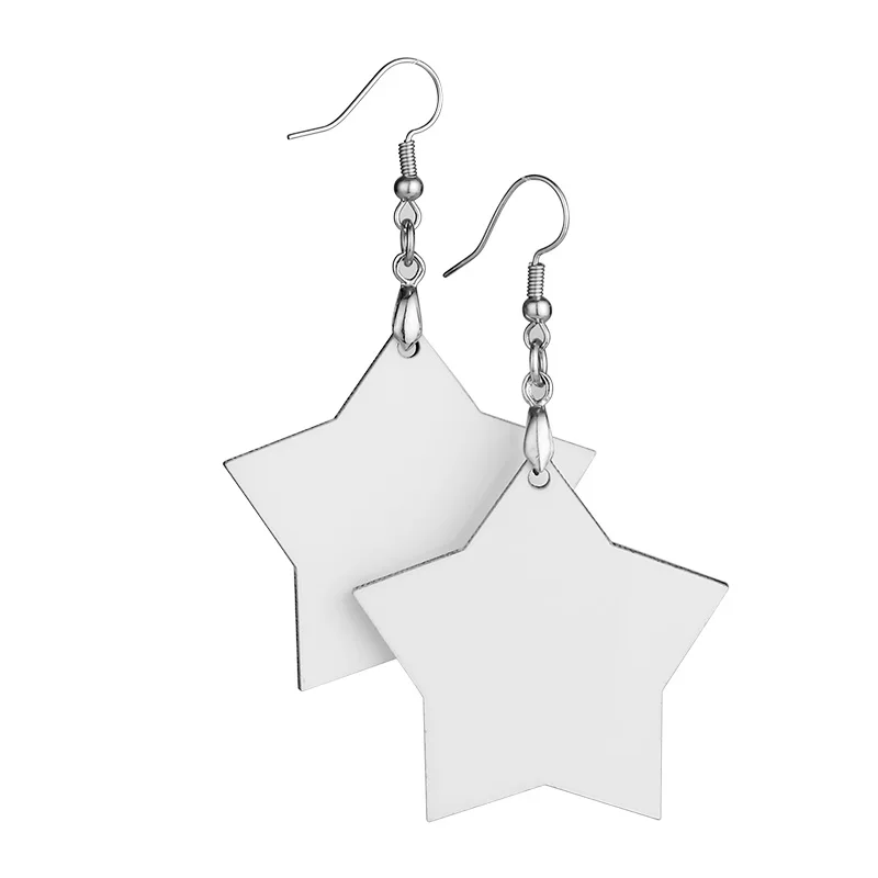 

High Quality Smart Five-star Earrings Sublimation Print Thermal Transfer Blank Picture Women Jewelry For Party 10pcs/lot A0060