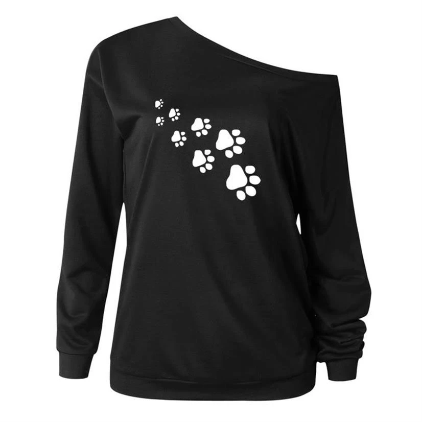 Женская Повседневная хлопковая толстовка с принтом в виде собачьей лапы | одежда