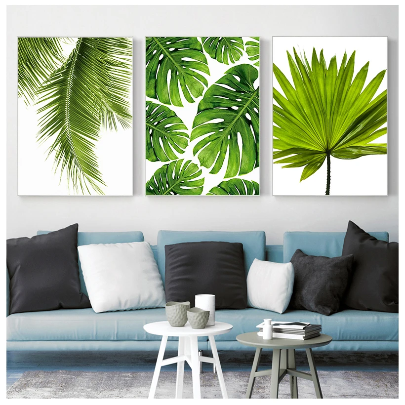 Тропический рисунок банановых листьев холст картины свежий пальмовых