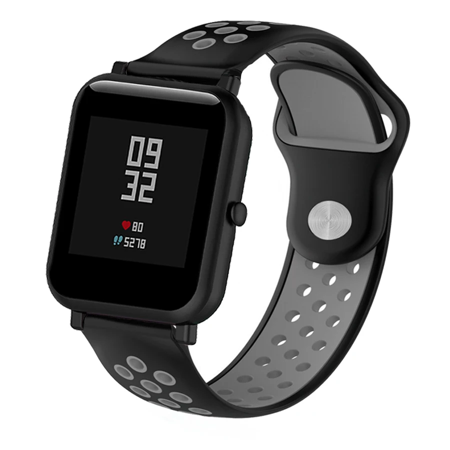 Черная пряжка силиконовый ремешок для спортивных часов Huami Amazfit Bip Смарт-часы 20 мм