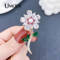 umode aaacz pink flowers brooches pins for women fashion bridal jewelry birthday party christmas clothing accessories ux0069
