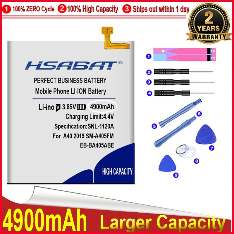 HSABAT 0 цикл 4900 мАч фотоаккумулятор для SAMSUNG Galaxy A40 2019 фотоэлемент/яркий аккумулятор