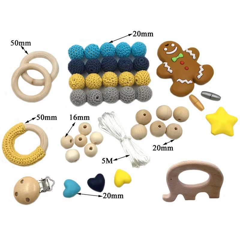 45 шт. DIY детские деревянные бусины набор для прорезывания зубов лекарственная