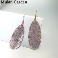 mg glitter geometric genuine leather earrings shiny leather pendant dangle earrings fashion jewelry modern ear drops wholesale
