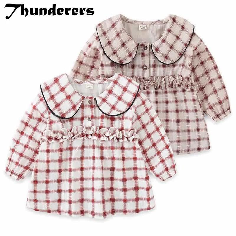 

Thunderers/весенне-осеннее детское платье принцессы для девочек; Вечерние платья в клетку с принтом для девочек; Хлопковое детское платье; Повсе...