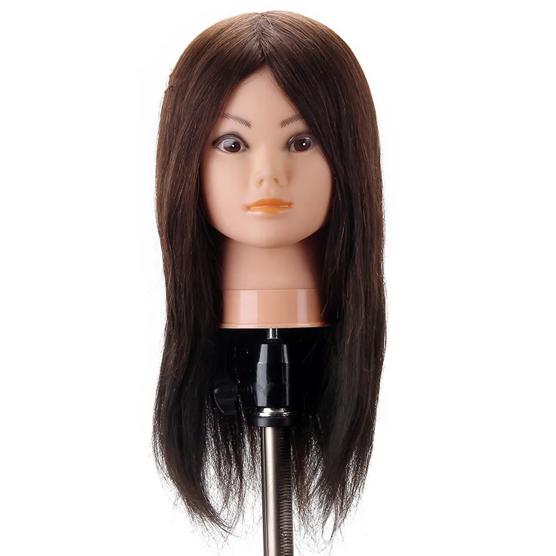 

18" best 100% Human Hair Mannequin Head Hairdressing Practice can be color bleach and dye For Hairdresser Dolls Training Head