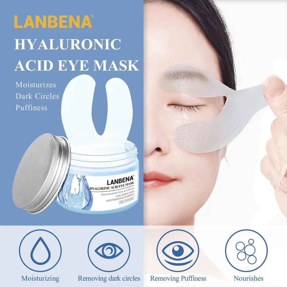 

LANBENA Hyaluronic Acid Eye Mask Eye Patch Reduces Dark Circles Bags Eye Lines Ageless Lifting Firming Eye Skin Care 50 PCS