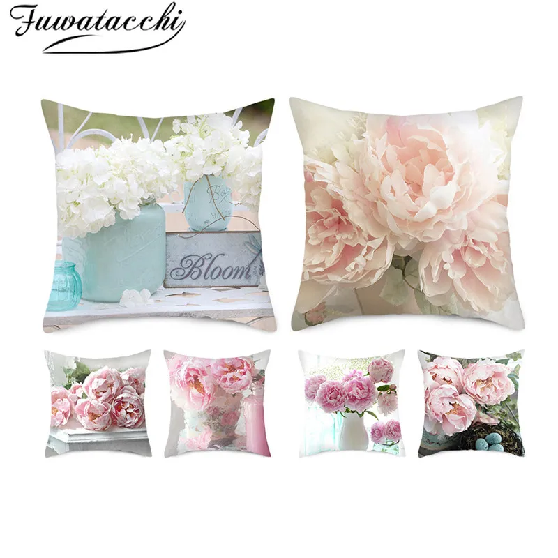 Fuwatacchi Pink Rose Mixed in Bottle Cushion Covers Beautiful Flowers Pillow Cases for Home Bedroom Sofa Decoration Cover | Дом и сад
