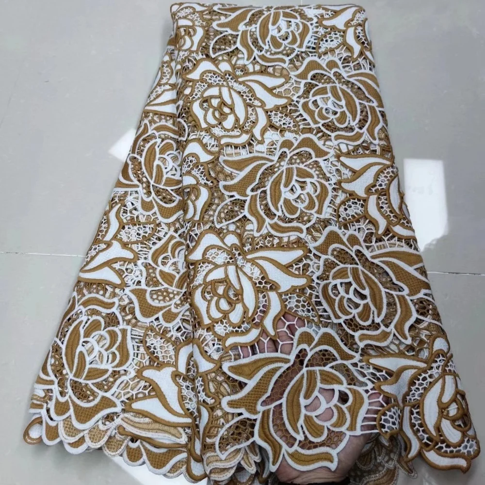 Небесно-голубой Африканский шнур гипюр Водорастворимая кружевная ткань 2020