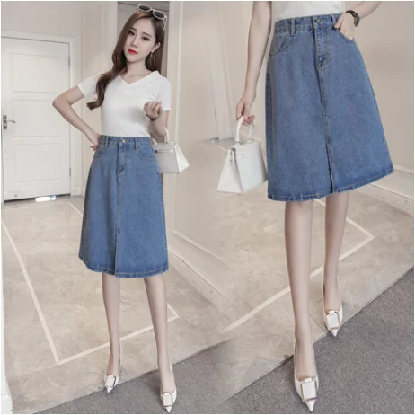 Женские офисные джинсы Летние Элегантные Свободные Юбки миди с высокой талией 5xl