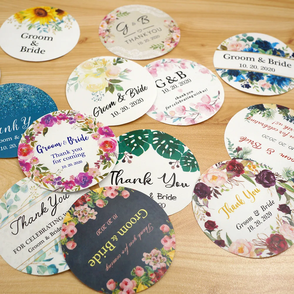 Пользовательская Свадебная наклейка 6 см/2 дюйма Круглый именной логотип