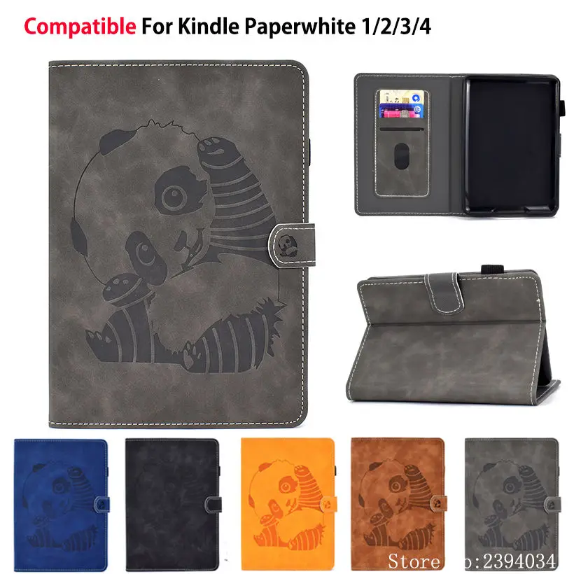 

Чехол для funda kindle paperwhite 4 2018 10 поколения Чехол для Amazon Kindle Paperwhite 1 2 3 4 2015 2017 тисненый чехол с пандой
