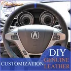 Черная замшевая чехол рулевого колеса автомобиля для Acura MDX 2007 2008 2009 2010 2011, Ручное шитье под заказ