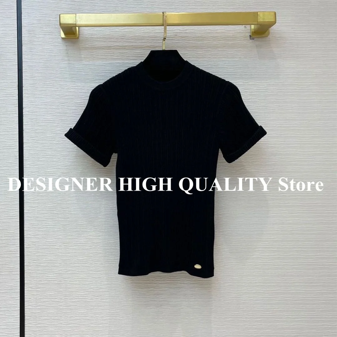 Женская трикотажная футболка с круглым вырезом на пуговицах лето | одежда