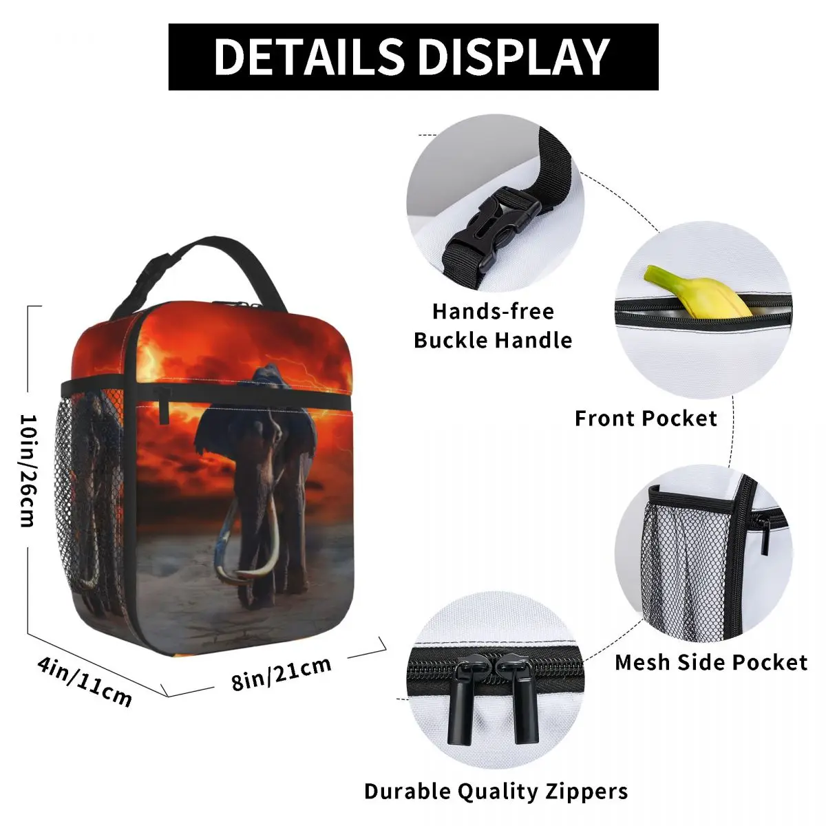 

Fantasy Elephant Lunch Bag for Women Men Large Insulated Lunch Box with Water Bottle Holder and Pockets