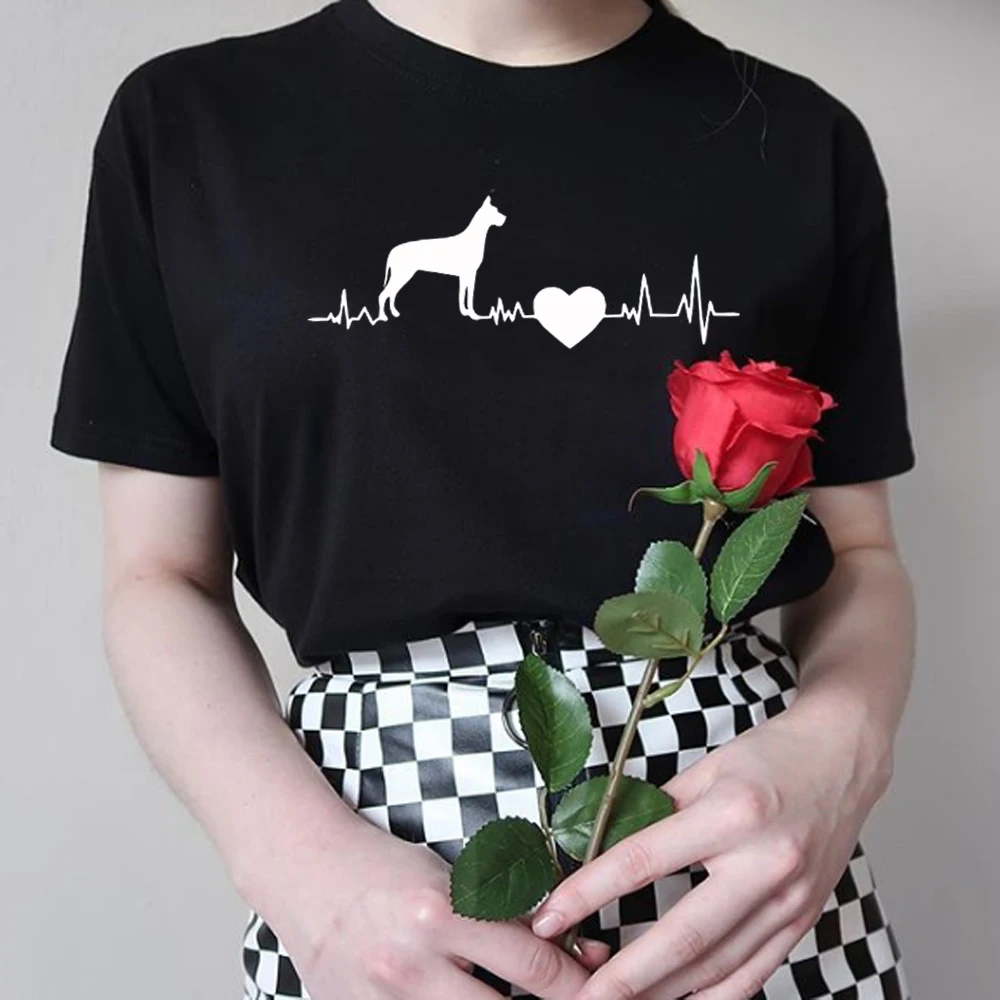 Harajuku Great dane heartbea футболка для женщин great lover летние топы Графические футболки hispter
