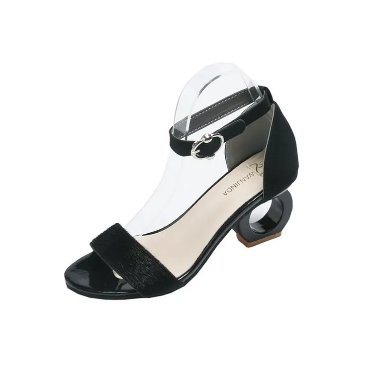 

New Women Leopard Sheepskin Sandals Horse Hair Buckle Strap Party Shoes Sexy Yellow Ankle Strap