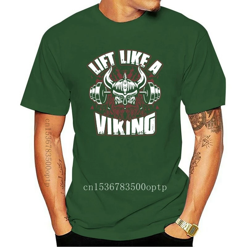 

New lift like a viking fitness workout lifting mens moisture wicking t shirt men printed cotton Round Collar Summer Style tshirt