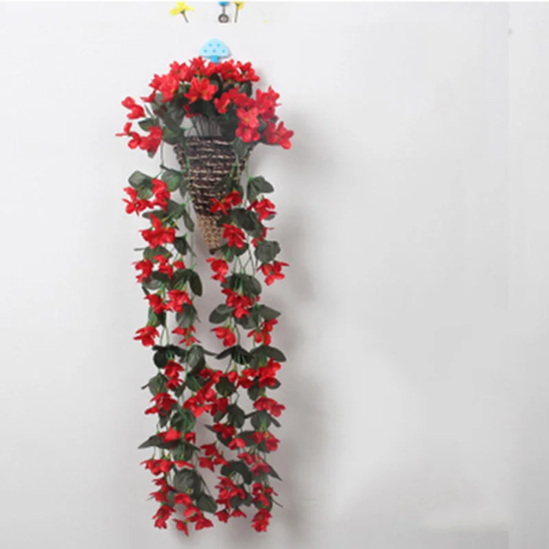 Four-petal bouquet Новое Фиолетовое искусственное цветочное украшение имитация настенная корзинка Цветок Орхидея, цветы из шелка длинная лоза - Цвет: Four-petal bouquet