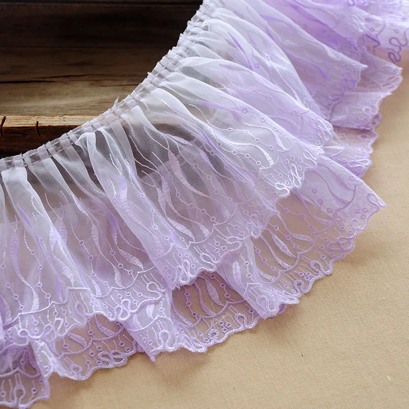 

Multicolor Mesh Cloth 3D Embroidered Pleated Lace DIY Ladies Clothes Skirt Convenient Sewing Material Trend Clothing Fabric Trim