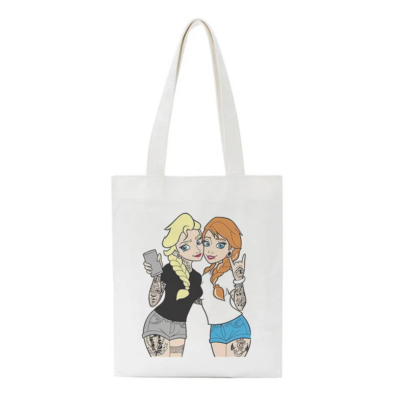Холщовые сумки через плечо с мультипликационным принтом принцессы Алисы и тату в