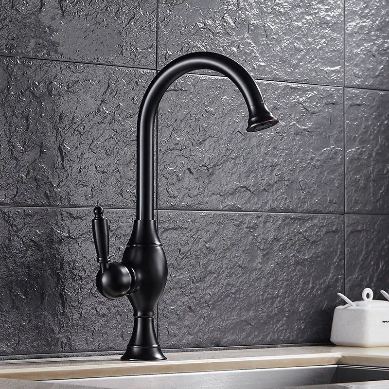 

Bathroom Basin Faucet Gold Black Sink Faucet Brass Swivel Single Handle Kitchen Faucet Deck Mounted Basin Mixer Tap Faucets