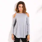 Рубашка ZANZEA Женская с длинным рукавом, модная блузка с открытыми плечами, повседневная однотонная Базовая туника, 5XL, лето 2020