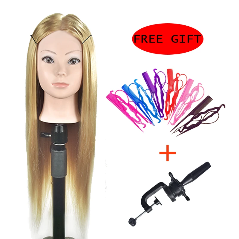 65 см учебная головка для парикмахеров манекен голова Блонд Волосы