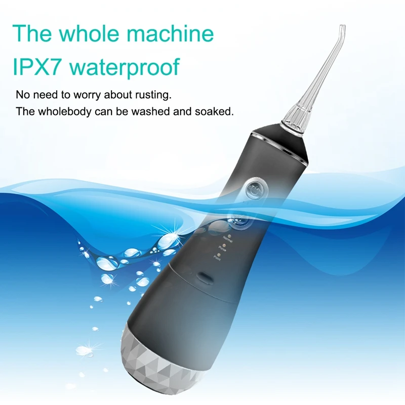 

Water Floss Portable Oral Irrigator 3 Modes 4 Replaceable Jet Heads Rechargeable Waterproof Tooth Cleaner