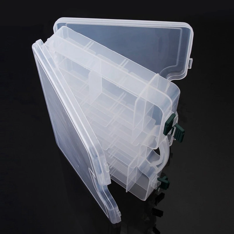 

2 Pcs Double Sided High Strength Transparent Visible Plastic Fishing Lure Box, 27 X 18 X 4.7cm & 29 X19 X 6cm