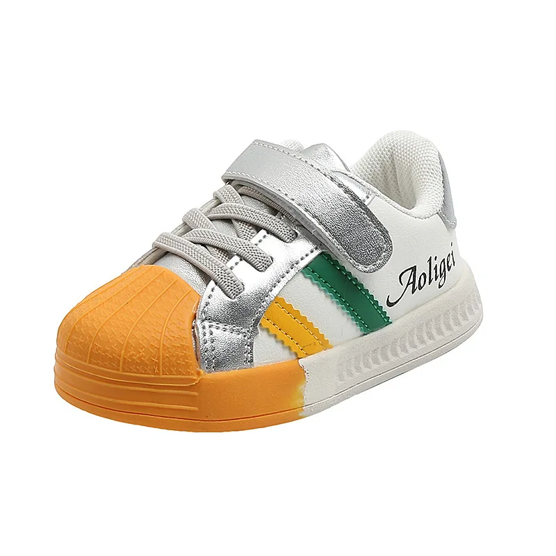 

Disney spring new children's white shoes shell toe boys and girls casual shoes low-top sneakers microfiber leather sneakers