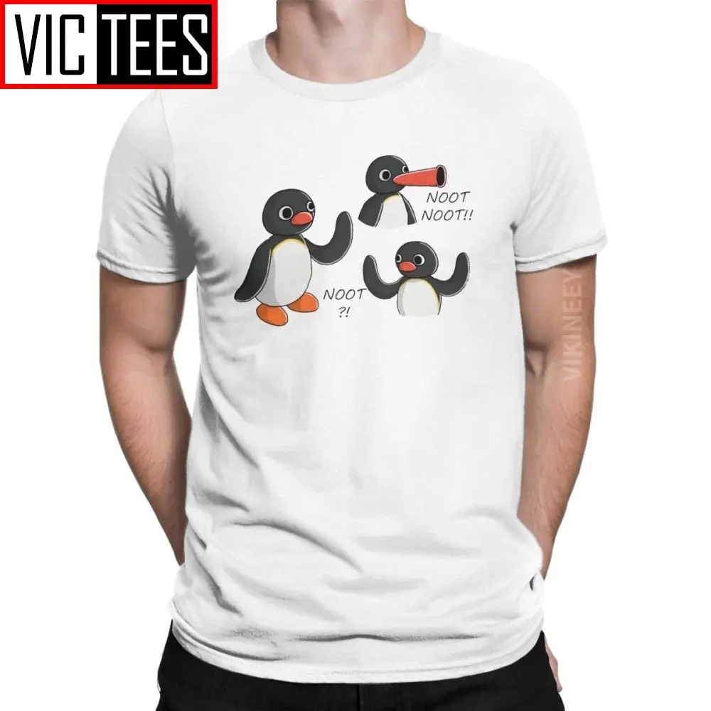 

Pingu Noot Tshirt Men Cotton Cool Tshirt Penguin Series Cartoon Meme Kids 80s 90s Retro Cute Wholesale
