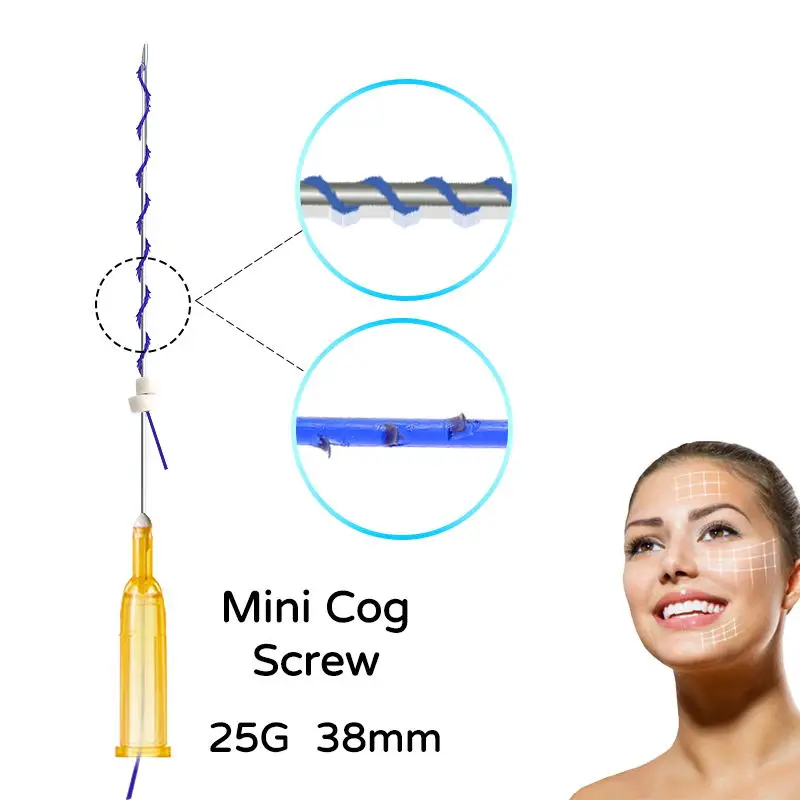 

Mini Cog Screw 25g 10Pcs/Bag Hilos Tensores Faciales Ultra V Lift Barbed 38/60mm Pdo Thread For Face Tightening Skin Care